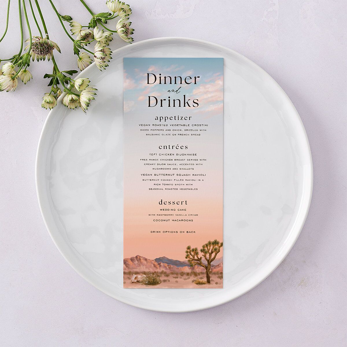 Desert Cactus Menus Peach Fuzz Signature