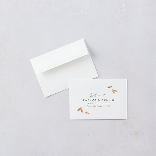 Leafy Garland Foil Response Card Envelopes White Champagne Return Address Signature Standard