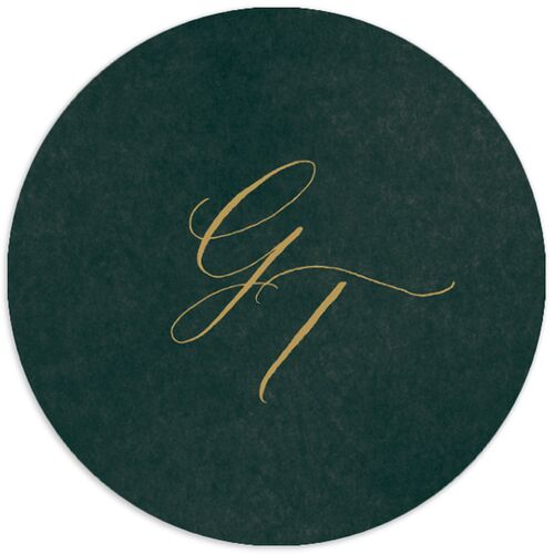 Dark Vintage Fantasy Wedding Stickers Dark Emerald Circle
