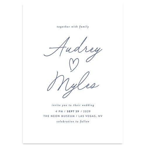 Elegant Heart Wedding Invitations Cornflower Signature Blank No Standard