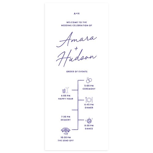 Hand Drawn Wavy Border Wedding Programs Sapphire Signature