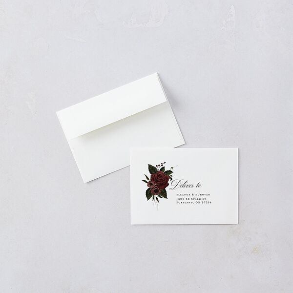 Dark Gothic Roses Wedding Response Cards Burgundy Signature Standard