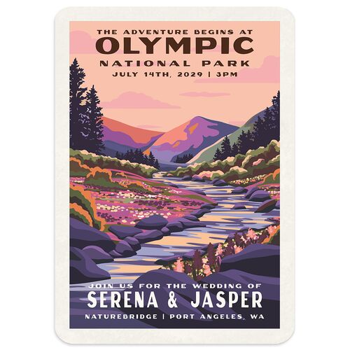 Mountain Park Poster Wedding Invitations Soft Berry Signature Blank No Rounded
