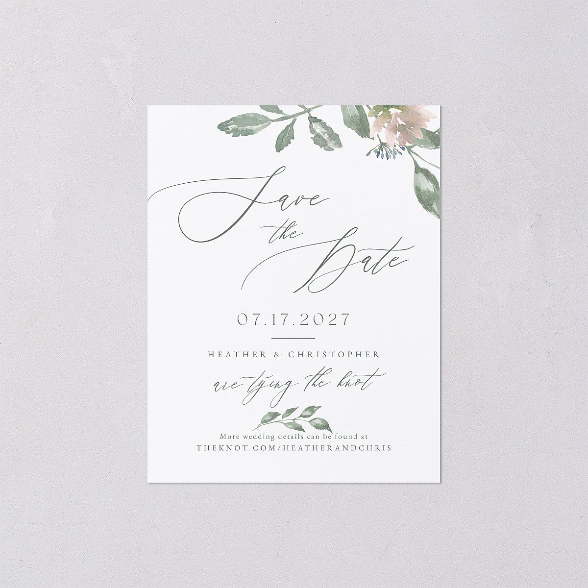 Dusted Calligraphy Save the Date Petite Cards Sea Foam Signature smooth Blank No Standard