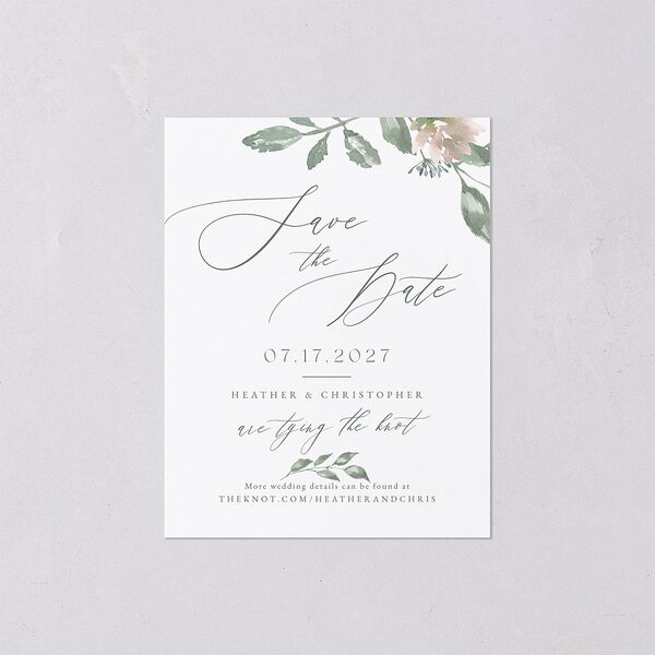 Dusted Calligraphy Save the Date Petite Cards Sea Foam Signature smooth Blank No Standard