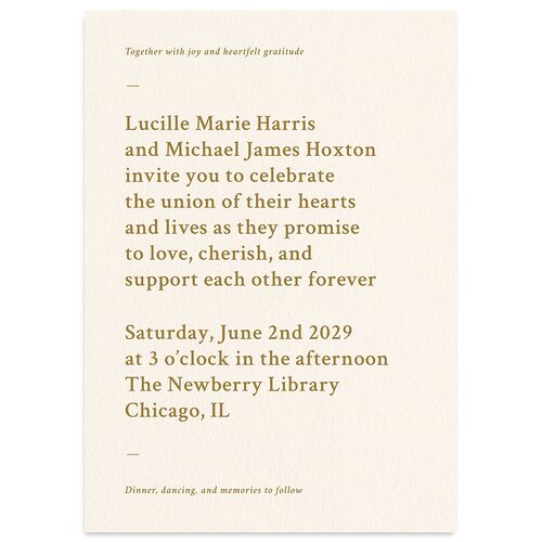 Elegant Typography Wedding Invitations Gold Signature Blank No Standard