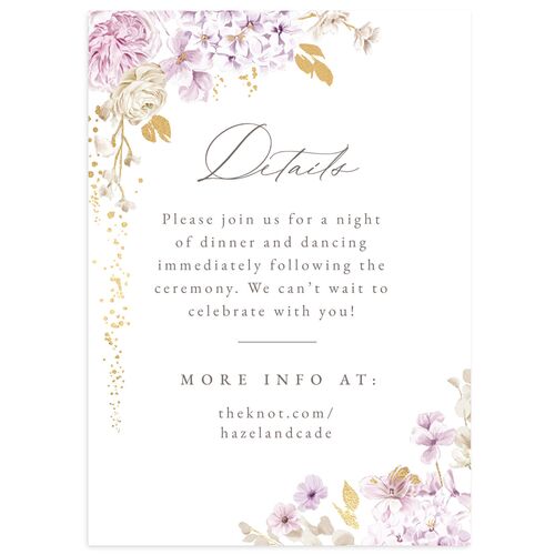 Luxury Floral Foil Wedding Event Detail Cards Gold Amethyst Signature Standard
