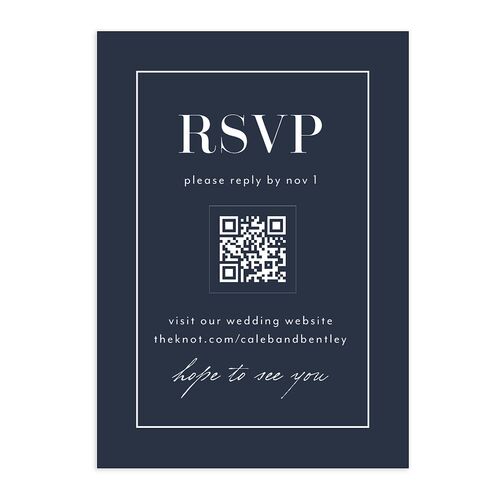 Classic Border QR Code RSVP Cards Moody Blue Signature Standard
