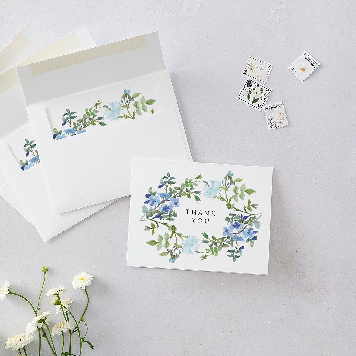 Minimal Floral Thank You Cards Ocean Signature
