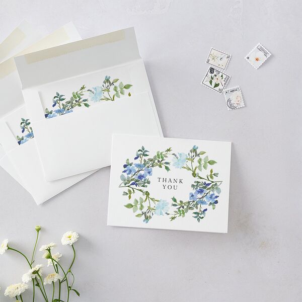 Minimal Floral Thank You Cards Ocean Signature