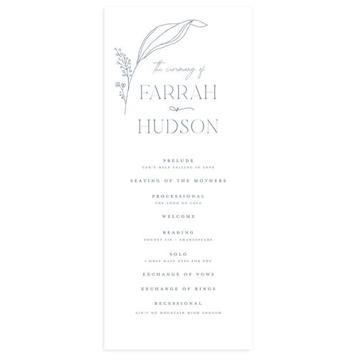 Minimalist Accent Leaf Wedding Programs Dusty Blue Signature