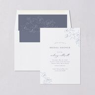 Floral Adornment Bridal Shower Invitations Dusty Blue Signature Blank Standard