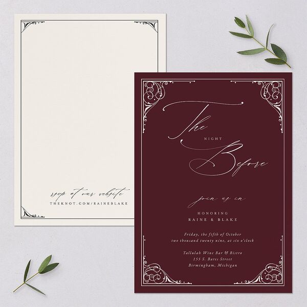 Vintage Gothic Rehearsal Dinner Invitations Licorice Signature Blank
