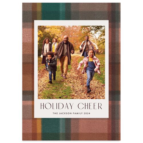 Cozy Plaid Holiday Holiday Cards Forest Signature Blank