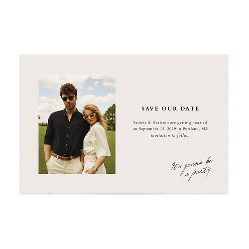 Elegant Editorial Page Save the Date Postcards Champagne