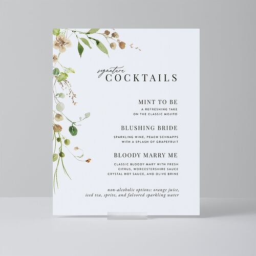 Delicate Wildflower Standard Bar Tabletop Sign Small Tan Standard Indoor Foam Core S Tabletop Bar