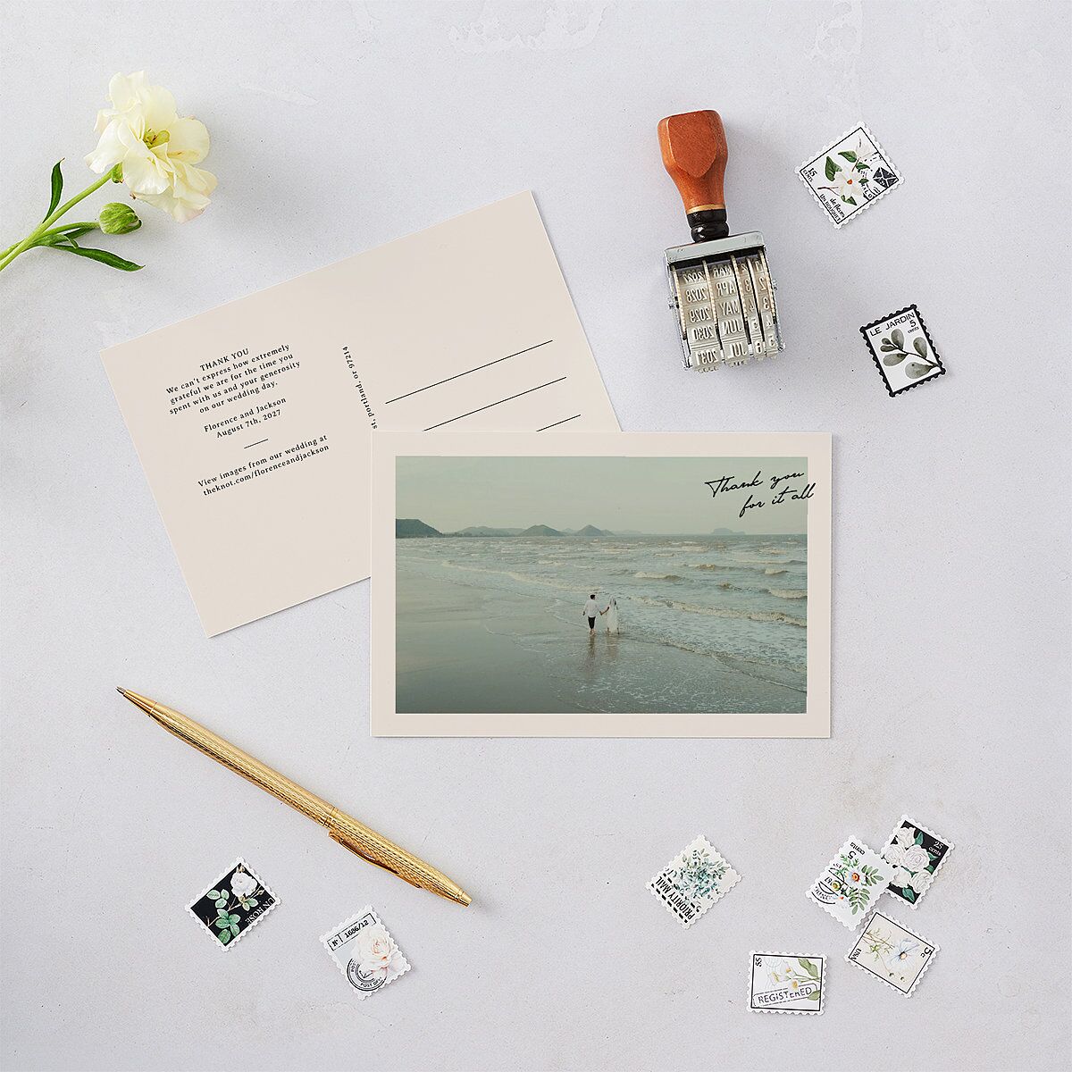 Vintage Film Photo Thank You Postcards Sand