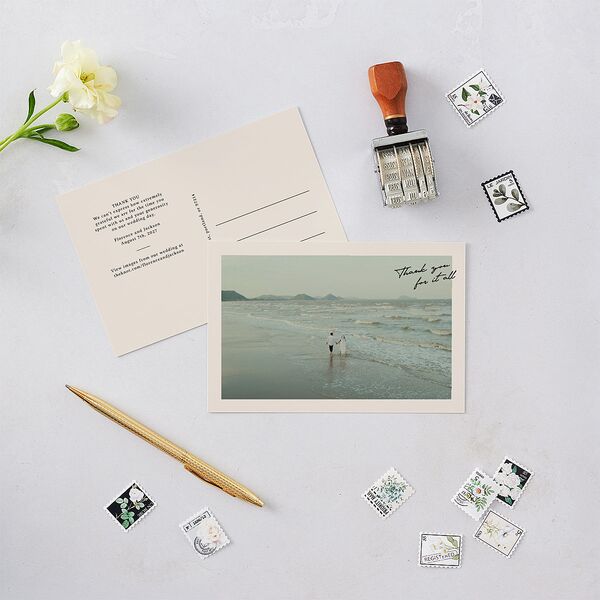 Vintage Film Photo Thank You Postcards Sand