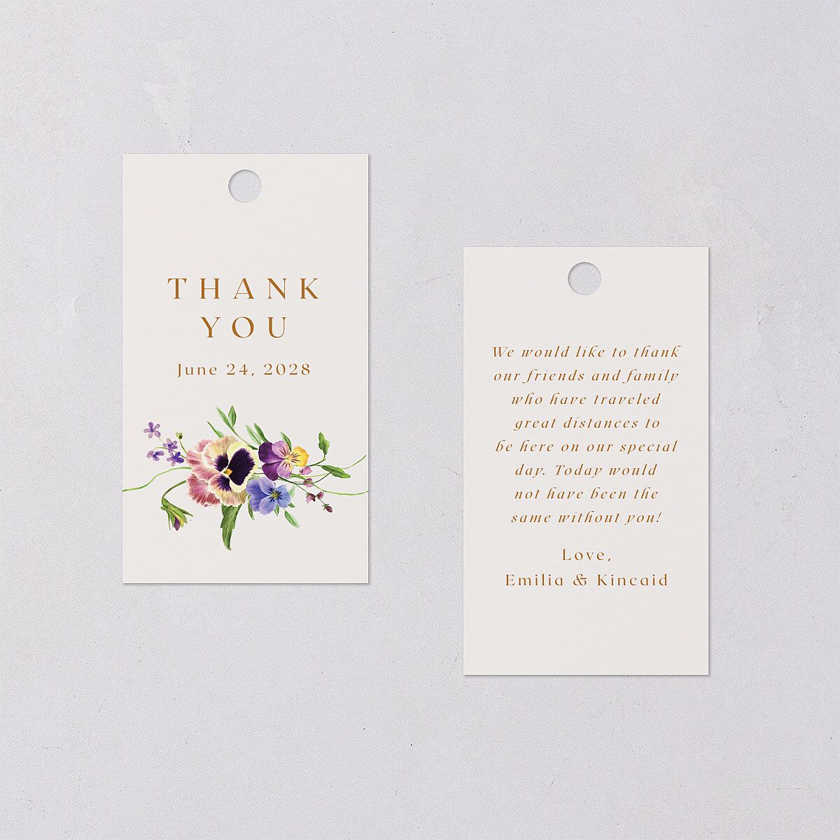 Wild Pansies Favor Gift Tags Rose Gold Signature