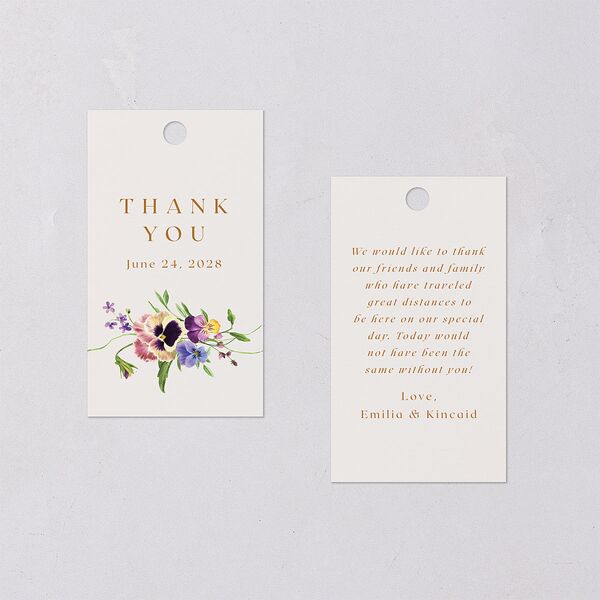Wild Pansies Favor Gift Tags Rose Gold Signature
