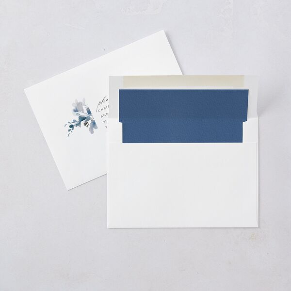 Watercolor Blooms Wedding Invitations Midnight Navy Signature Blank No Standard