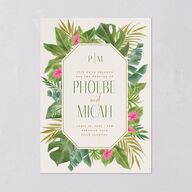 Hawaiian Tropical Monstera Frame Wedding Invitations Scottish Green Signature Blank No Standard