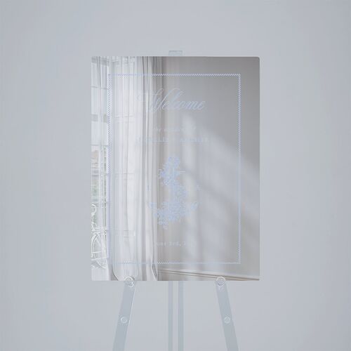 Coastal Oysters and Anchors Mirrored Acrylic Welcome Sign Medium Sea Blue Mirrored Acrylic M Welcome Standard