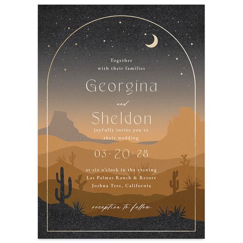 Desert Moon Wedding Invitations Gold Charcoal Signature Blank No Standard