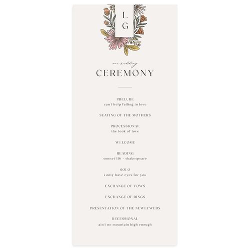 Timeless Wildflowers Wedding Programs Shell Pink Signature