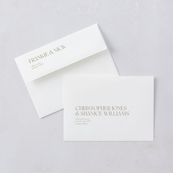 Checked Save the Date Cards Taupe Signature smooth Blank No Standard