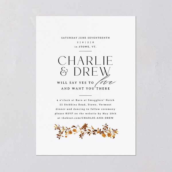 Simple Vine Wedding Invitations Terracotta Signature Blank No Standard