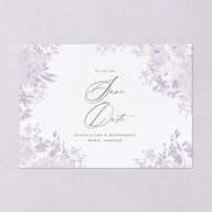 Monochrome Blooms Save the Date Cards Gold Sheer Lilac Signature smooth Blank No