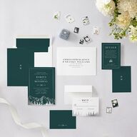Mountain Escape Foil Wedding Invitations Silver Dark Emerald Signature Blank No