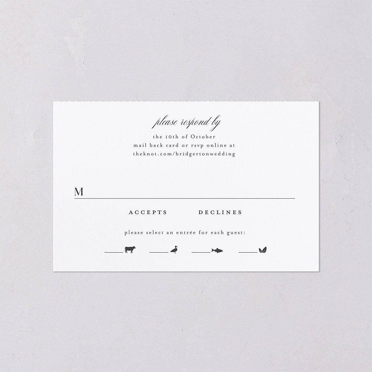 Glamorous Crown Monogram Crest All-in-One Wedding Invitations by Bridgerton Pure White Signature Light Both Recipient and Return Addresses No