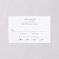 Glamorous Crown Monogram Crest All-in-One Wedding Invitations by Bridgerton Pure White Signature Light Both Recipient and Return Addresses No