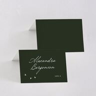 Elegant Mountain Monogram Place Cards Dark Green Signature