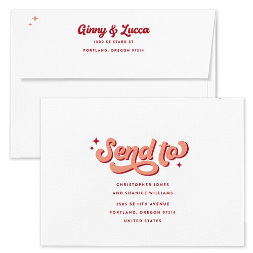Disco Love Wedding Invitation Envelopes Rose Ruby Recipient Address Standard Signature