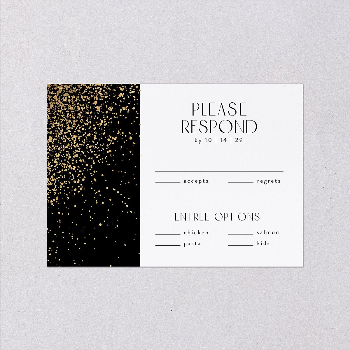 Shimmering Frame Wedding Response Cards Gold Licorice Signature