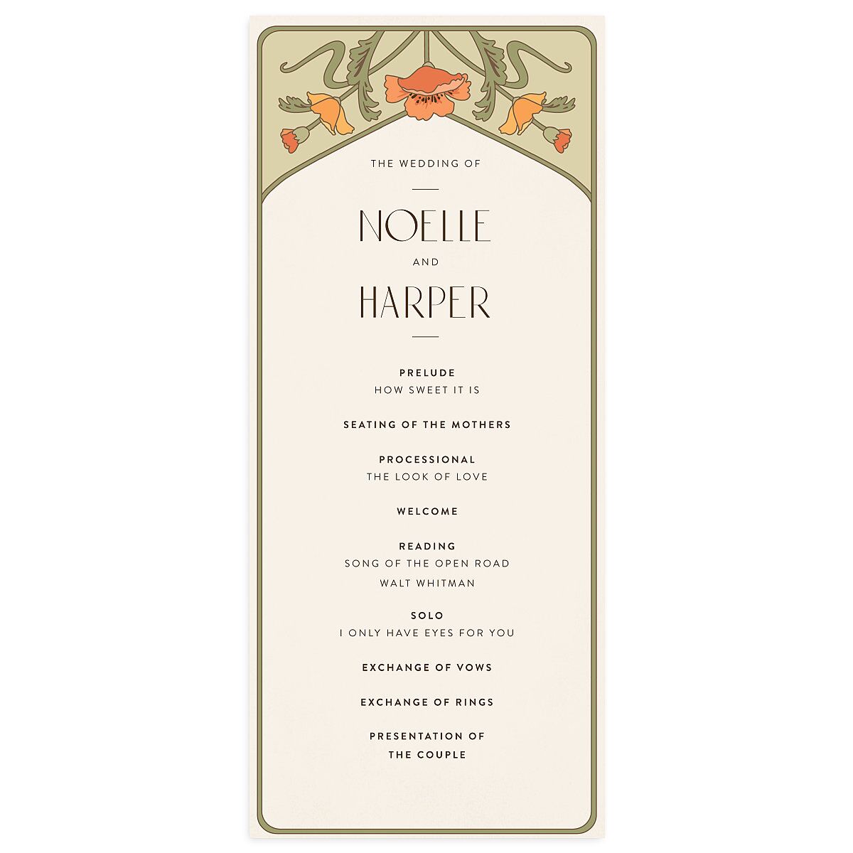 Vintage Nouveau Wedding Programs