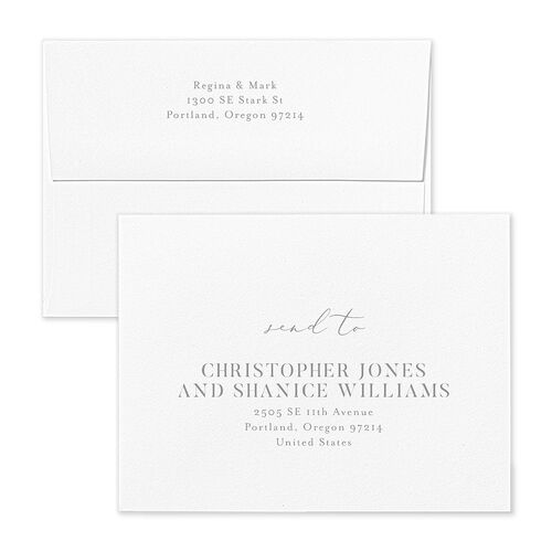 Elegant Garden Save the Date Magnet Envelopes White Dusty Blue Both Recipient and Return Addresses Signature Standard