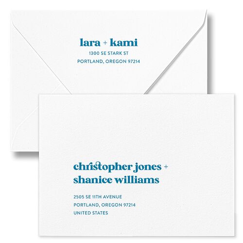 Vibrant Bold Wedding Invitation Euro Envelopes White Cruise Both Recipient and Return Addresses Luxe Signature