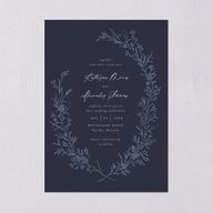 Romantic Branches Wedding Invitations Navy Signature Blank No Standard