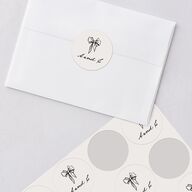 Vintage Candelabra with Bow Wedding Stickers Bisque Circle