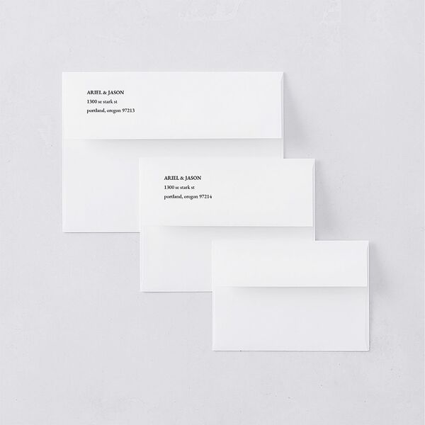 Modern Rose Save The Date Card Envelopes White Sapphire Both Recipient and Return Addresses Signature Standard