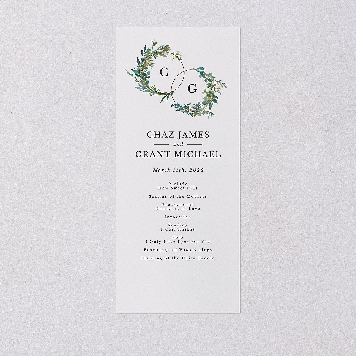 Leafy Hoops Wedding Programs — view 1