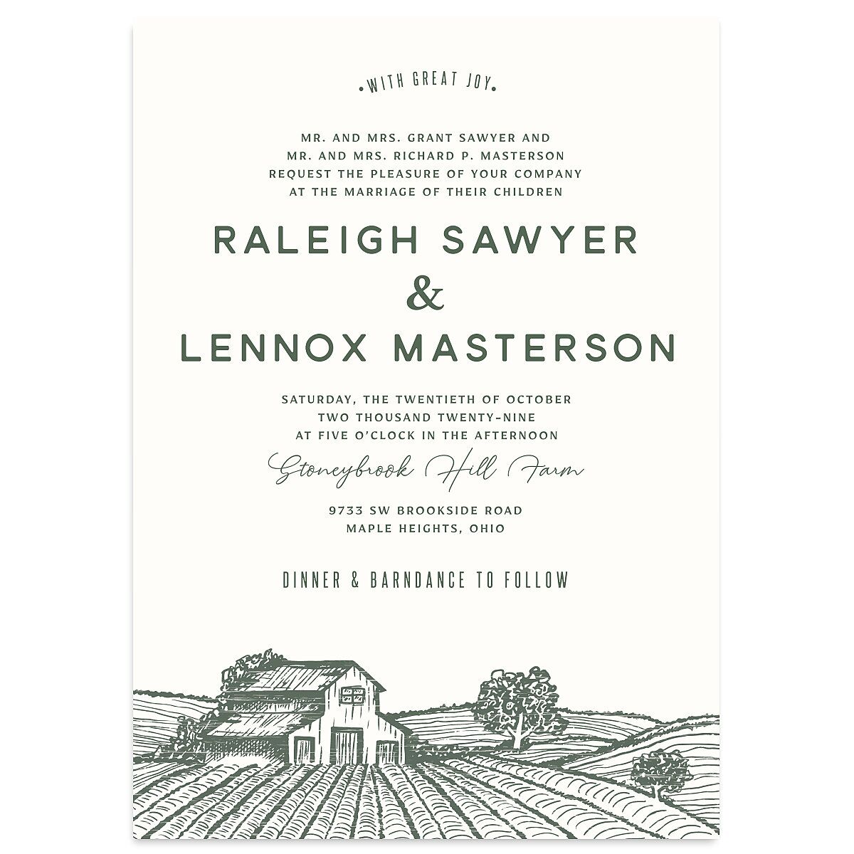 Country Farm Wedding Invitations