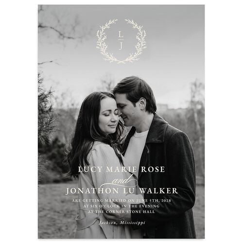 Branches Monogram Wedding Invitations Linen Signature Blank No Standard