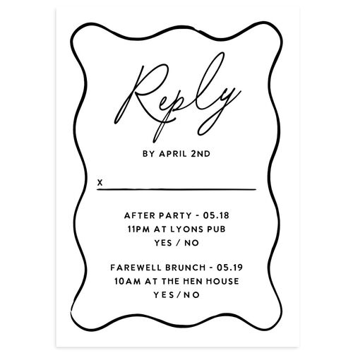 Hand Drawn Wavy Border Wedding Response Cards Pure White Signature Standard