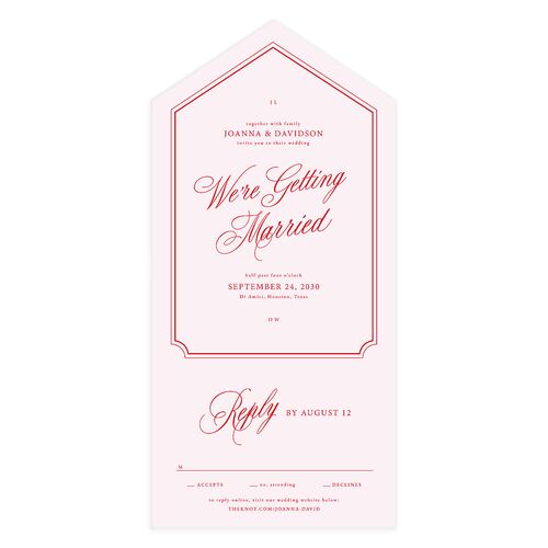 We're Getting Married All-in-One Wedding Invitations Ruby Signature Light Both Recipient and Return Addresses