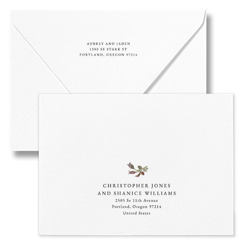 Minimal Floral Save The Date Card Euro Envelopes White Amethyst Both Recipient and Return Addresses Luxe Signature